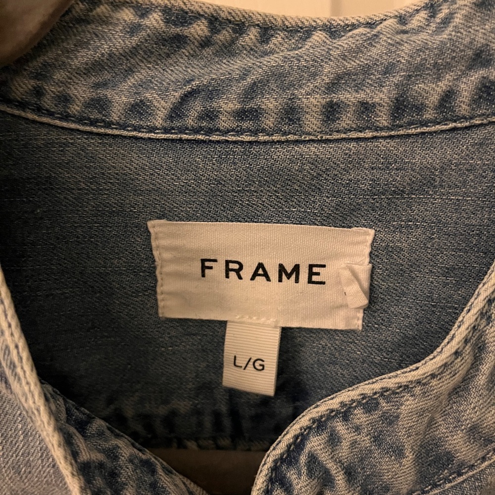 Frame Denim Button-Up Shirt with Puffed Sleeves - Picture 2 of 7